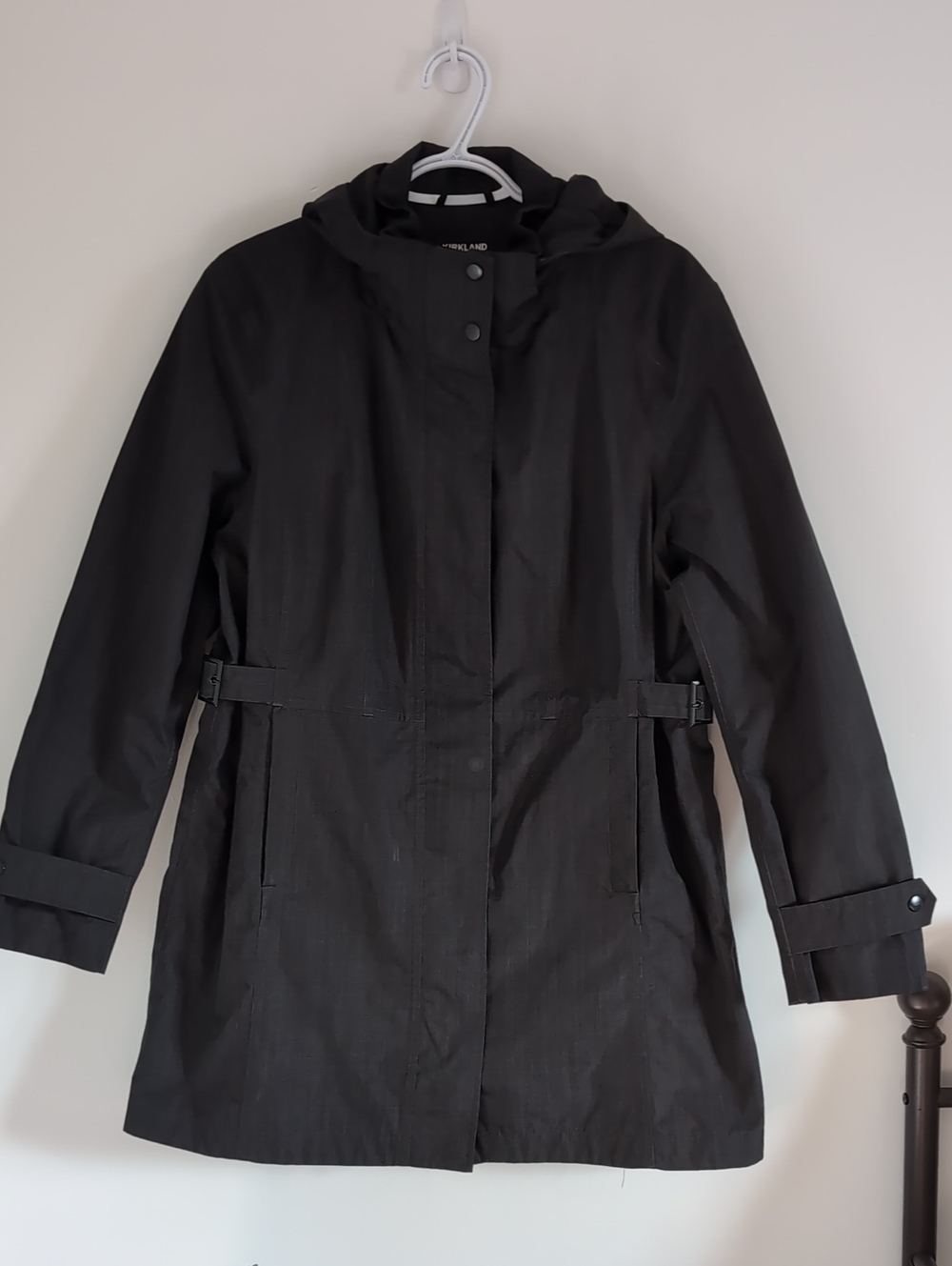 Kirkland Signature Black Hooded Trench Coat